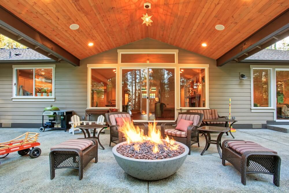 Gorgeous fire pit on the back porch